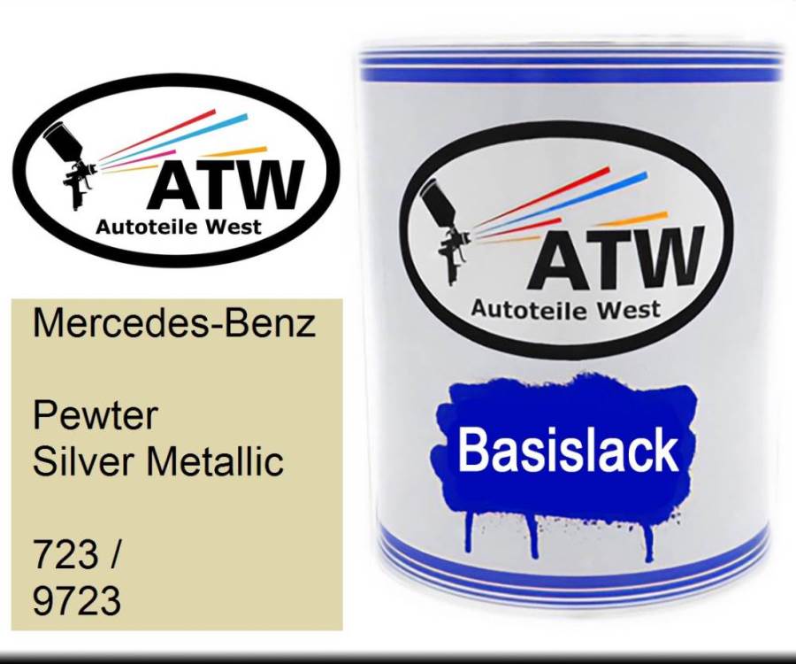 Mercedes-Benz, Pewter Silver Metallic, 723 / 9723: 1L Lackdose, von ATW Autoteile West.